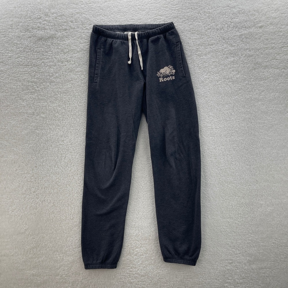 Roots Canada Sweatpants Men Small Gray Drawstring Gym Comfy Athleisure Sports